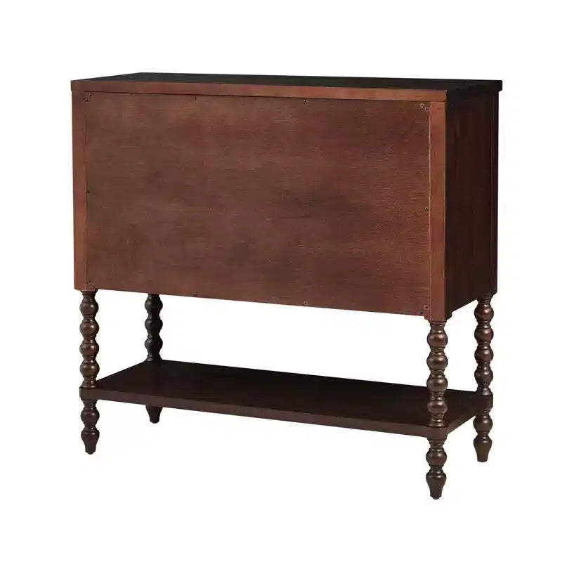 Cassettiera Comodino Tavolino Laterale a 2 Cassetti in Legno Massello Stile Rustico con Ripiano, per Camera da Letto e Soggiorno