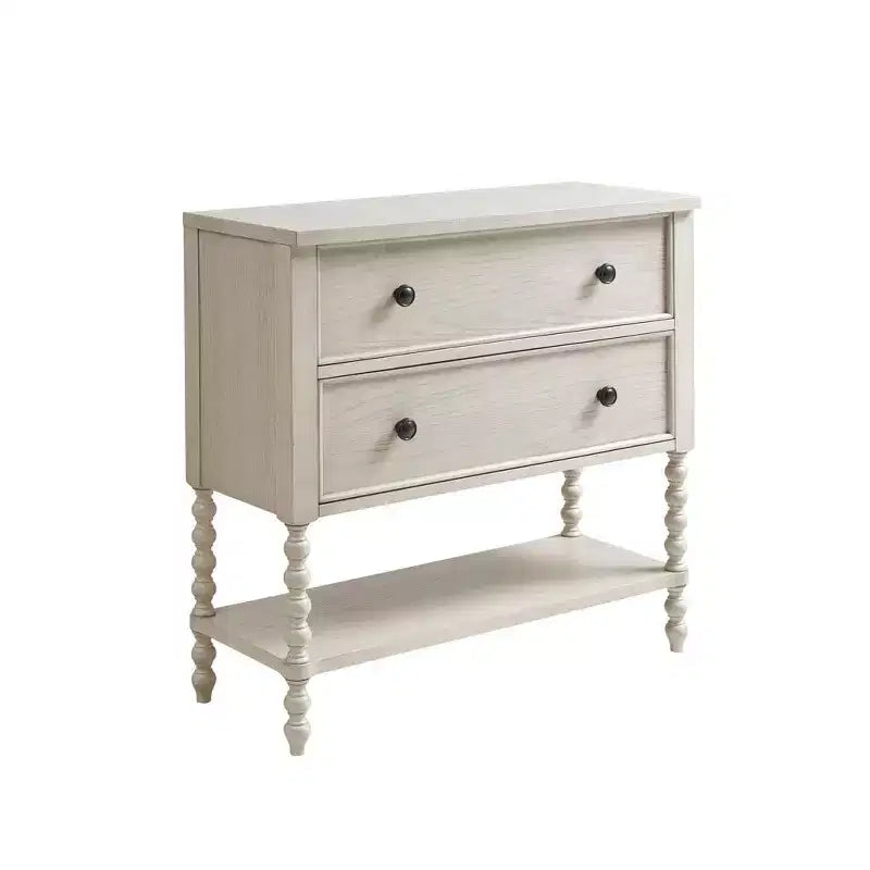 Cassettiera Comodino Tavolino Laterale a 2 Cassetti in Legno Massello Stile Rustico con Ripiano, per Camera da Letto e Soggiorno