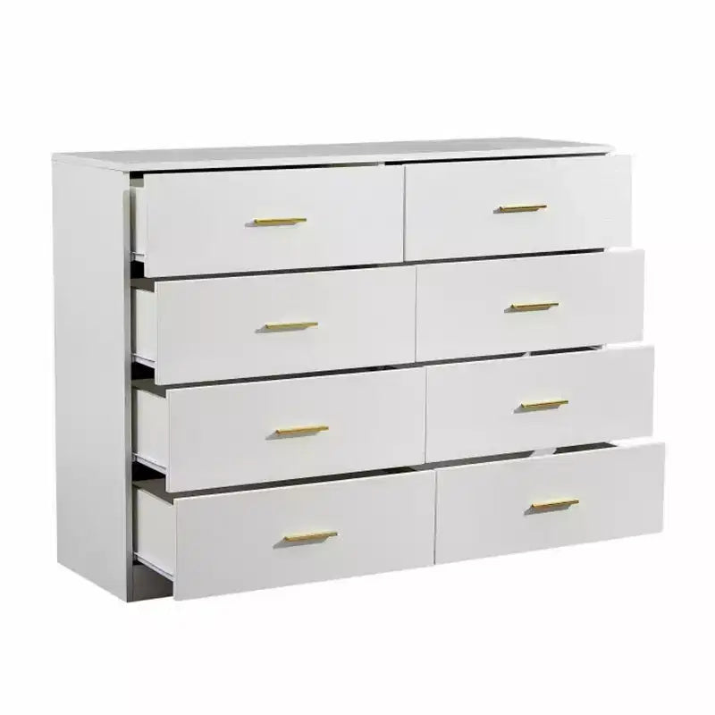 Comò moderno 8/9 cassetti con maniglie dorate, cassettiera ampia per camera da letto o soggiorno