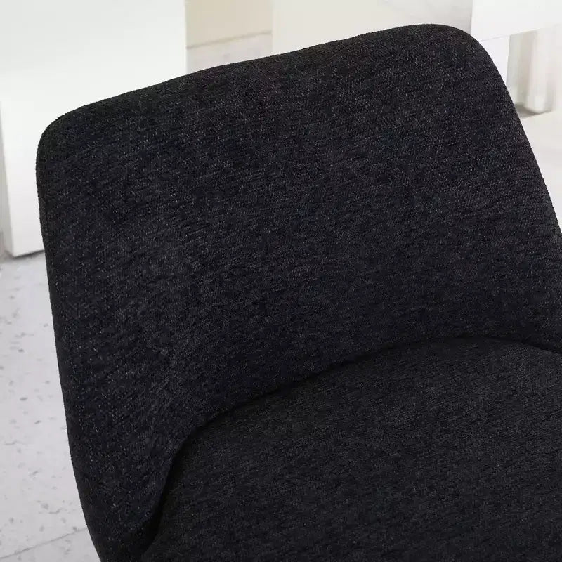 Set di 2 sgabelli da bar girevoli altezza bancone, rotazione a 360°, imbottiti, altezza seduta 65 cm, in lino, neri, per isola cucina o pub