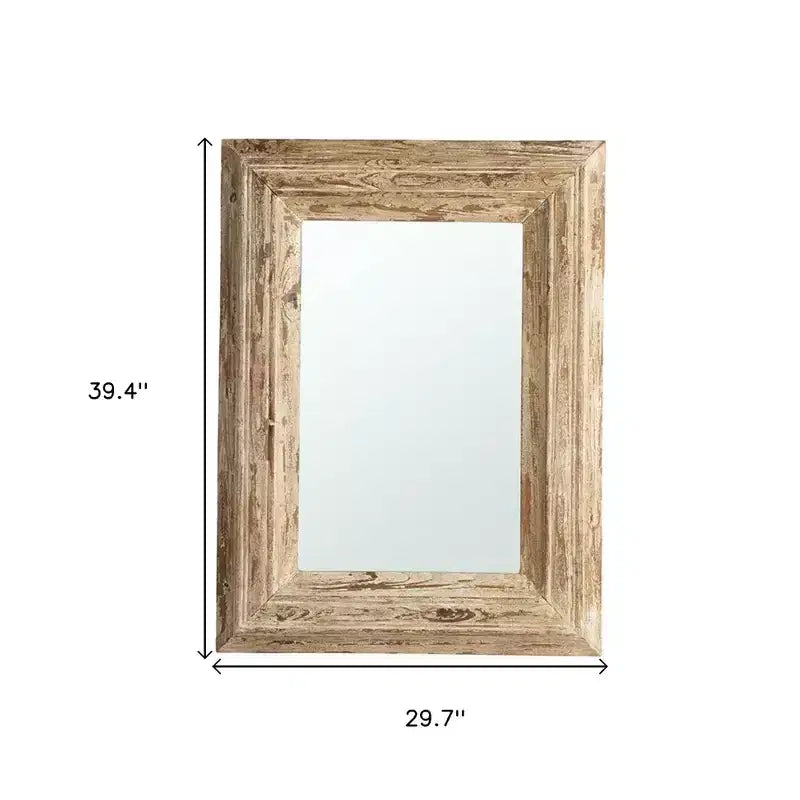 Specchio decorativo con cornice in legno anticato naturale 39