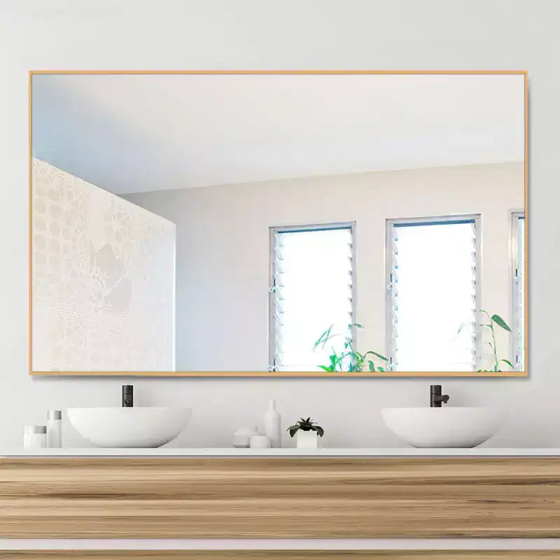 Specchio a figura intera rettangolare 51x31 in alluminio con bordo sottile ad angolo retto - Senza supporto