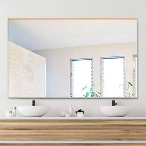 Specchio a figura intera rettangolare 51x31 in alluminio con bordo sottile ad angolo retto - Senza supporto