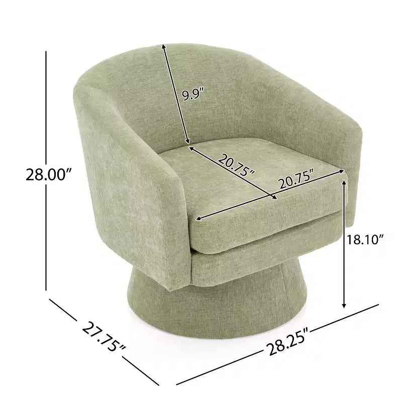 Sedia contemporanea girevole a 360° rivestita in ciniglia con cuscino