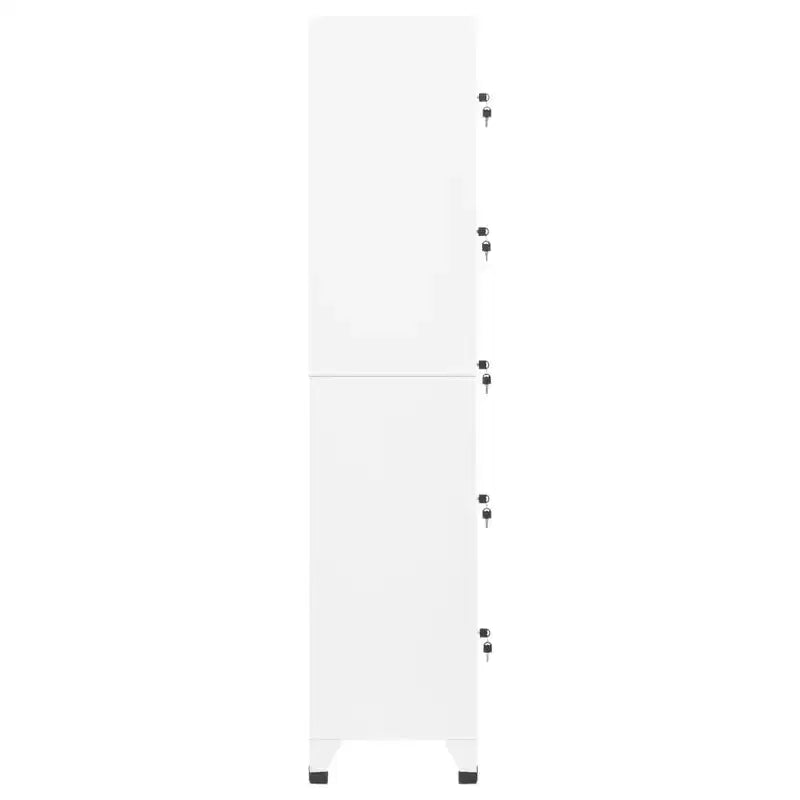 Armadietto in acciaio bianco con ampio spazio di archiviazione, prese d'aria, ante con serratura, porta-etichette identificative, facile da montare