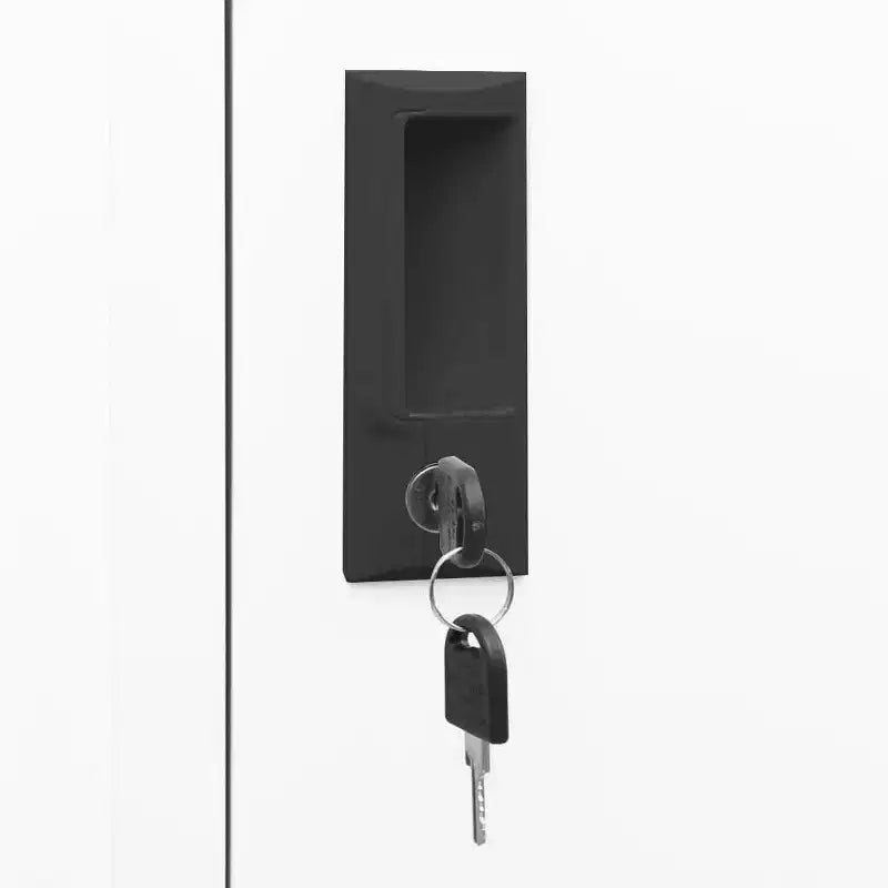 Armadietto in acciaio bianco con ampio spazio di archiviazione, prese d'aria, ante con serratura, porta-etichette identificative, facile da montare