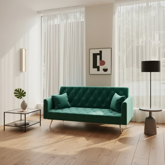 MAYEERTY Love Seat Velvet Sofa Comfortable for Living Room Bedroom Green
