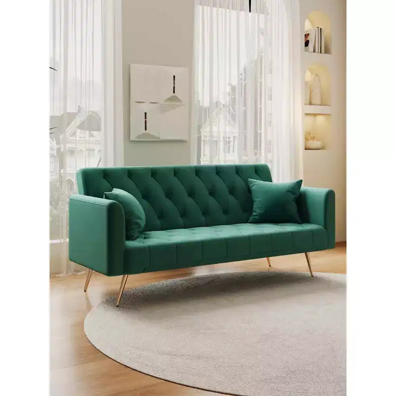 Divanetto Due Posti in Velluto Comodo per Soggiorno Camera da Letto Verde