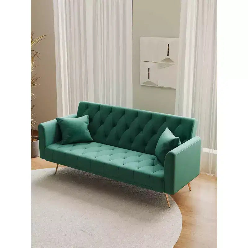 Divanetto Due Posti in Velluto Comodo per Soggiorno Camera da Letto Verde
