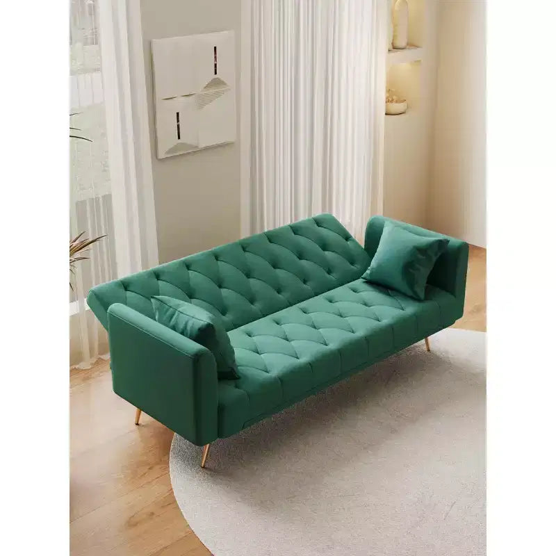 Divanetto Due Posti in Velluto Comodo per Soggiorno Camera da Letto Verde