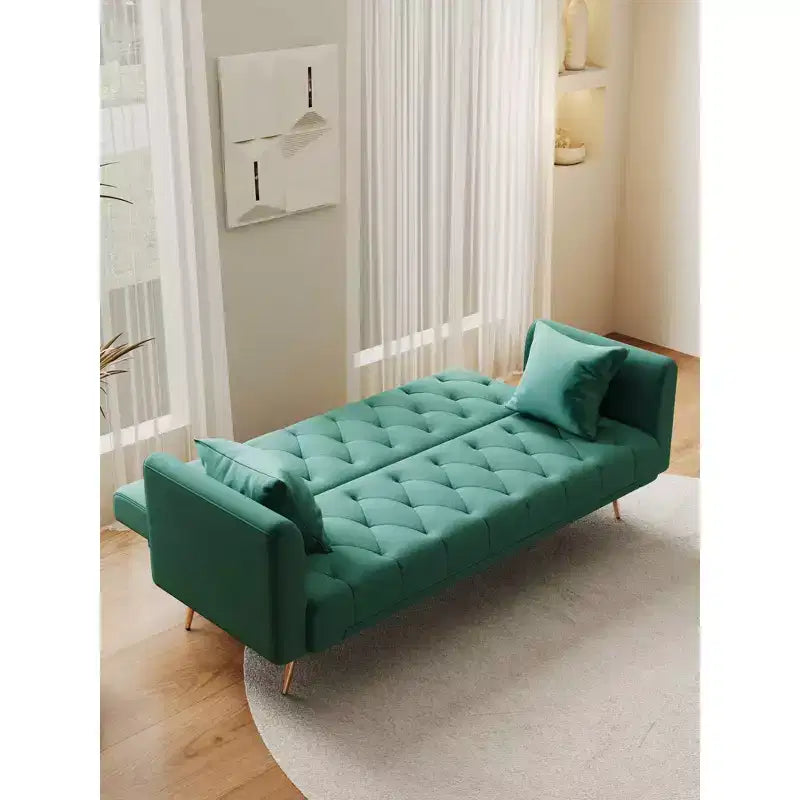 Divanetto Due Posti in Velluto Comodo per Soggiorno Camera da Letto Verde