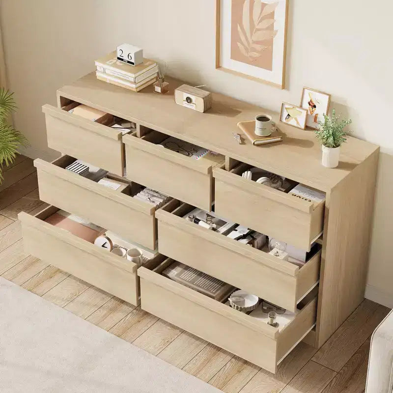 Comò a 7 cassetti per camera da letto, cassettiera doppia moderna con 7 ampi cassetti, cassettiera in legno per camera da letto, soggiorno, cameretta dei bambini