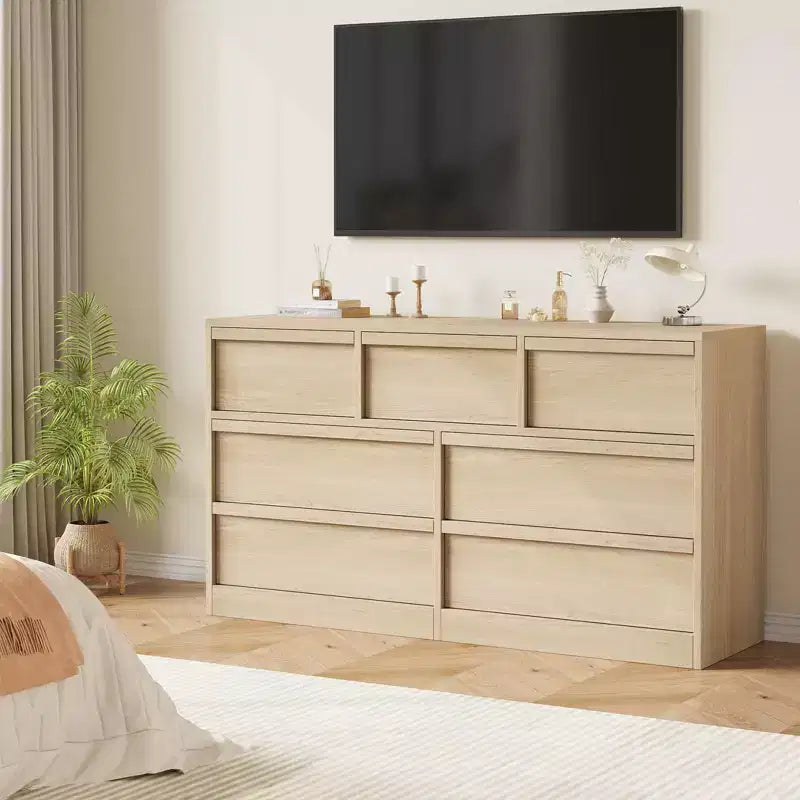 Comò a 7 cassetti per camera da letto, cassettiera doppia moderna con 7 ampi cassetti, cassettiera in legno per camera da letto, soggiorno, cameretta dei bambini