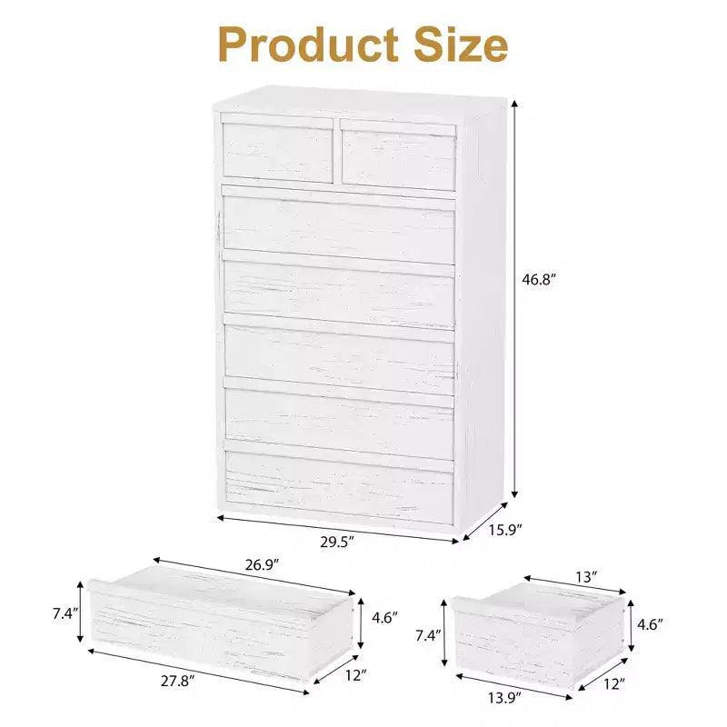 Comò a 7 cassetti per camera da letto, cassettiera doppia moderna con 7 ampi cassetti, cassettiera in legno per camera da letto, soggiorno, cameretta dei bambini