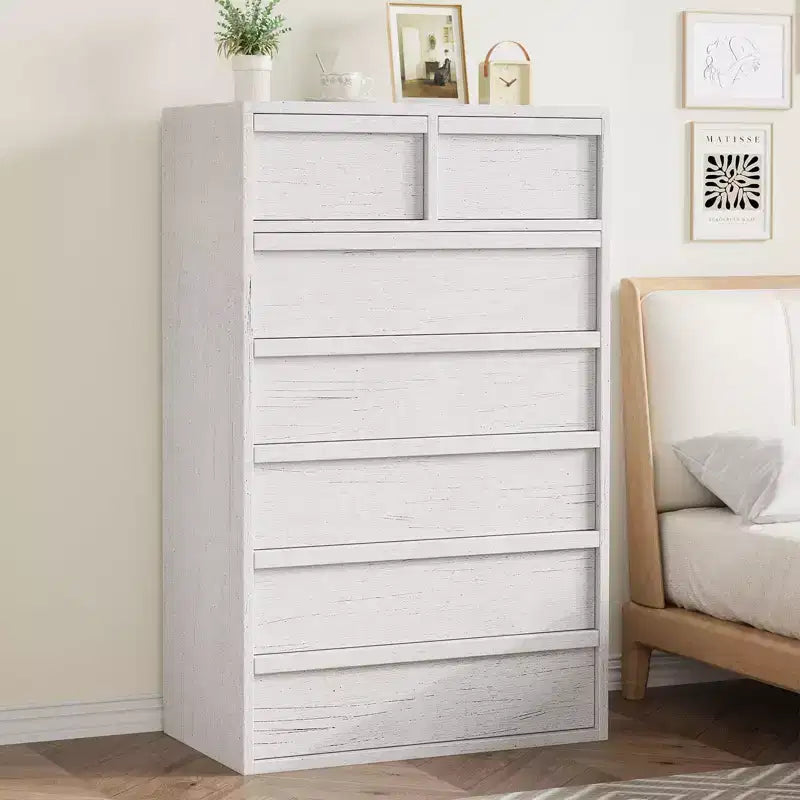 Comò a 7 cassetti per camera da letto, cassettiera doppia moderna con 7 ampi cassetti, cassettiera in legno per camera da letto, soggiorno, cameretta dei bambini
