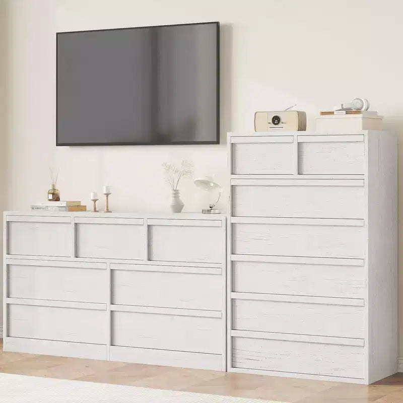 Comò a 7 cassetti per camera da letto, cassettiera doppia moderna con 7 ampi cassetti, cassettiera in legno per camera da letto, soggiorno, cameretta dei bambini
