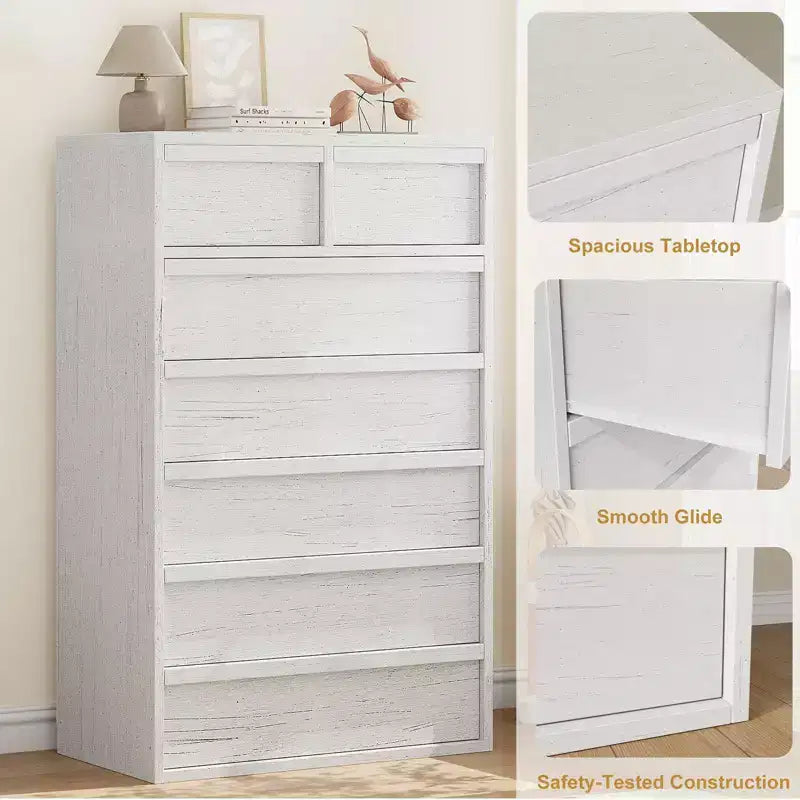 Comò a 7 cassetti per camera da letto, cassettiera doppia moderna con 7 ampi cassetti, cassettiera in legno per camera da letto, soggiorno, cameretta dei bambini