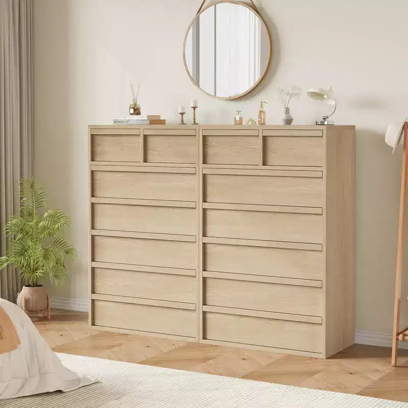 Comò a 7 cassetti per camera da letto, cassettiera doppia moderna con 7 ampi cassetti, cassettiera in legno per camera da letto, soggiorno, cameretta dei bambini