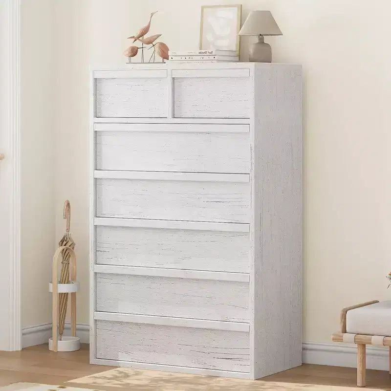 Comò a 7 cassetti per camera da letto, cassettiera doppia moderna con 7 ampi cassetti, cassettiera in legno per camera da letto, soggiorno, cameretta dei bambini
