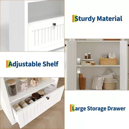 Armadio contenitore ad arco in legno alto 72 pollici, dispensa da cucina con espositore aperto e cassetto, libreria ad arco a 6 ripiani e credenza con ripiani regolabili