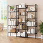 Libreria industriale a 5 ripiani con mensole regolabili in legno e struttura in metallo resistente, capacità 45 kg, ampio organizer