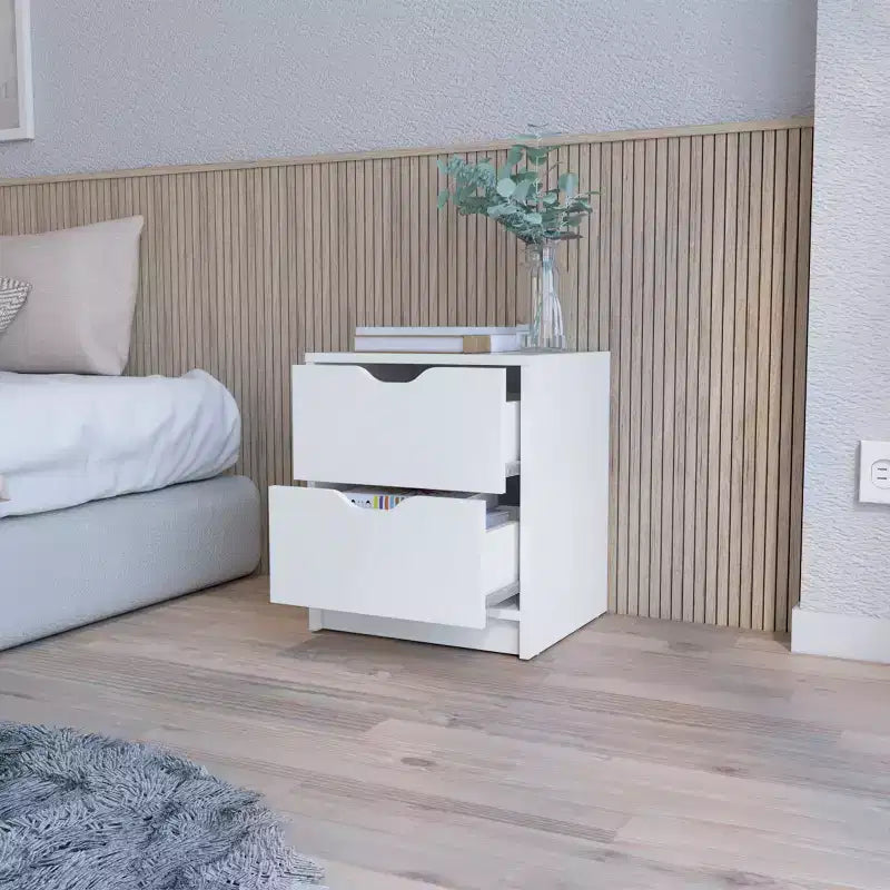 Comodino a 2 cassetti, elegante e funzionale, per camera da letto o soggiorno