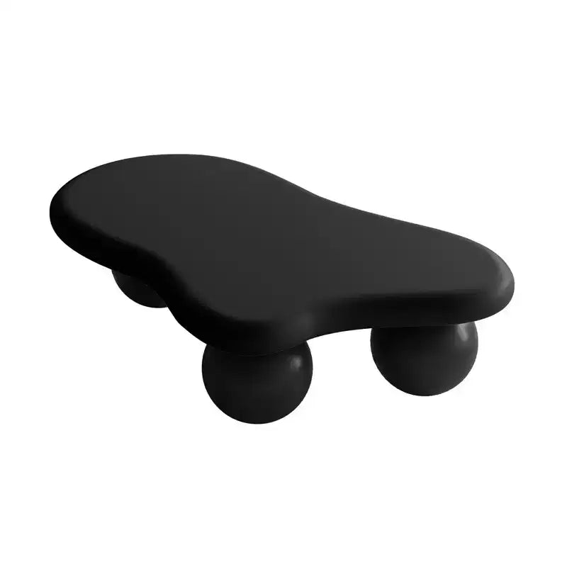 Tavolino da Caffè Cloud 47 con Gambe a Sfera, Tavolo Centrale Irregolare Moderno per Soggiorno, Nero