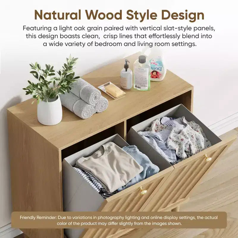 Mobile Lavanderia Moderno da 70 cm con Cesto Rimovibile in Legno