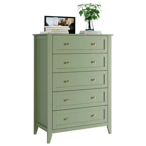 5-Drawer Dresser for Bedroom, Modern Tall Chest of Drawers with Metal Knobs, Wooden Storage Organizer for Closet, Living Room, Hallway