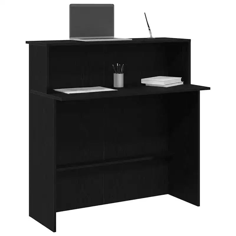 Bancone reception nero 100x50x103,5 cm in legno multistrato