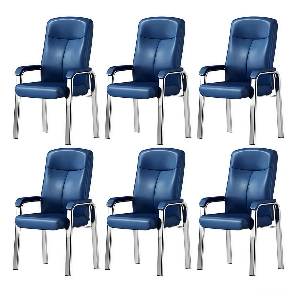 Sedia da ufficio HomeyFad moderna in pelle e metallo a 4 gambe con braccioli