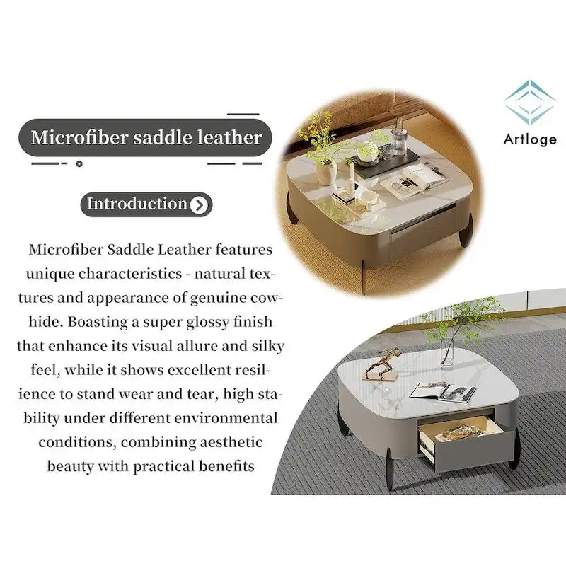 Tavolino da caffè quadrato moderno con 2 cassetti, tavolino laterale bianco Mecha Styling da 80 cm (tavoli grandi/piccoli venduti separatamente)