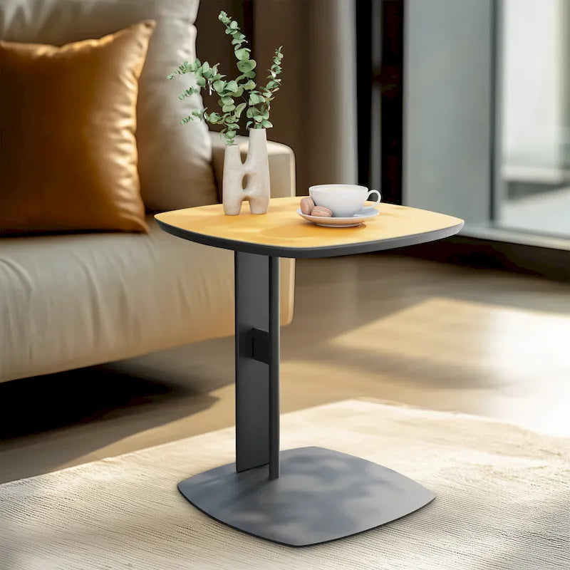 Tavolino da caffè quadrato moderno con 2 cassetti, tavolino laterale bianco Mecha Styling da 80 cm (tavoli grandi/piccoli venduti separatamente)