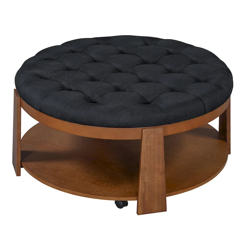 Tavolino da salotto rotondo moderno grande con pouf