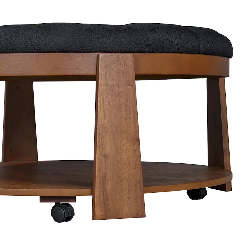 Tavolino da salotto rotondo moderno grande con pouf
