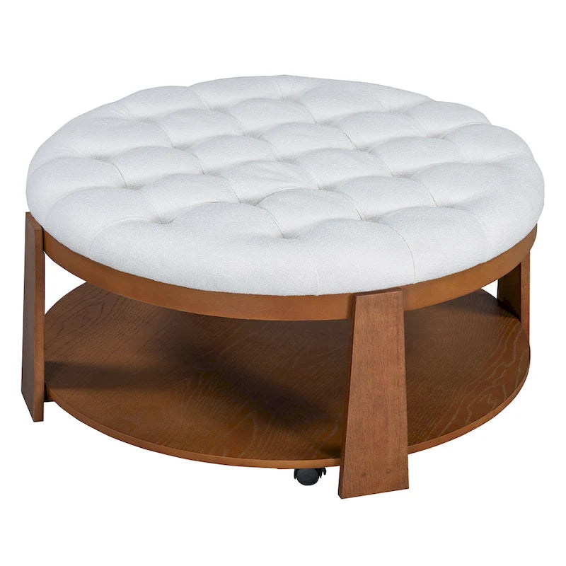 Tavolino da salotto rotondo moderno grande con pouf