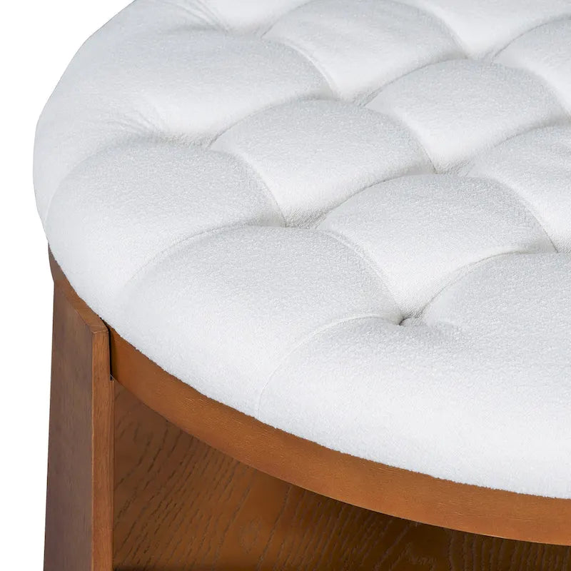 Tavolino da salotto rotondo moderno grande con pouf