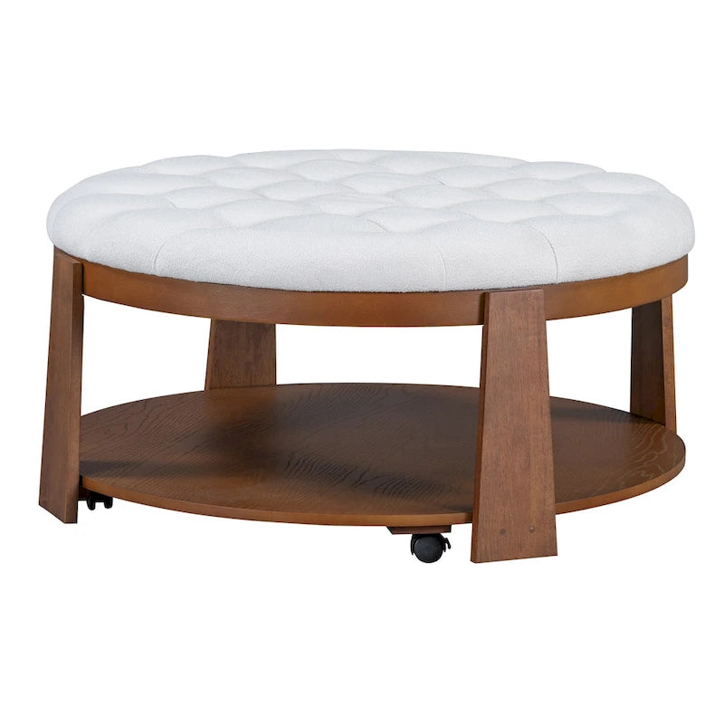 Tavolino da salotto rotondo moderno grande con pouf