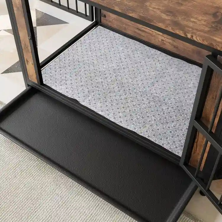 Mobili per Cani, Tavolino per Cani in Legno, Gabbia per Cani da 38,9 con 2 Ante Scorrevoli e Telaio in Ferro Spesso, Cuccia Decorativa per Animali Domestici