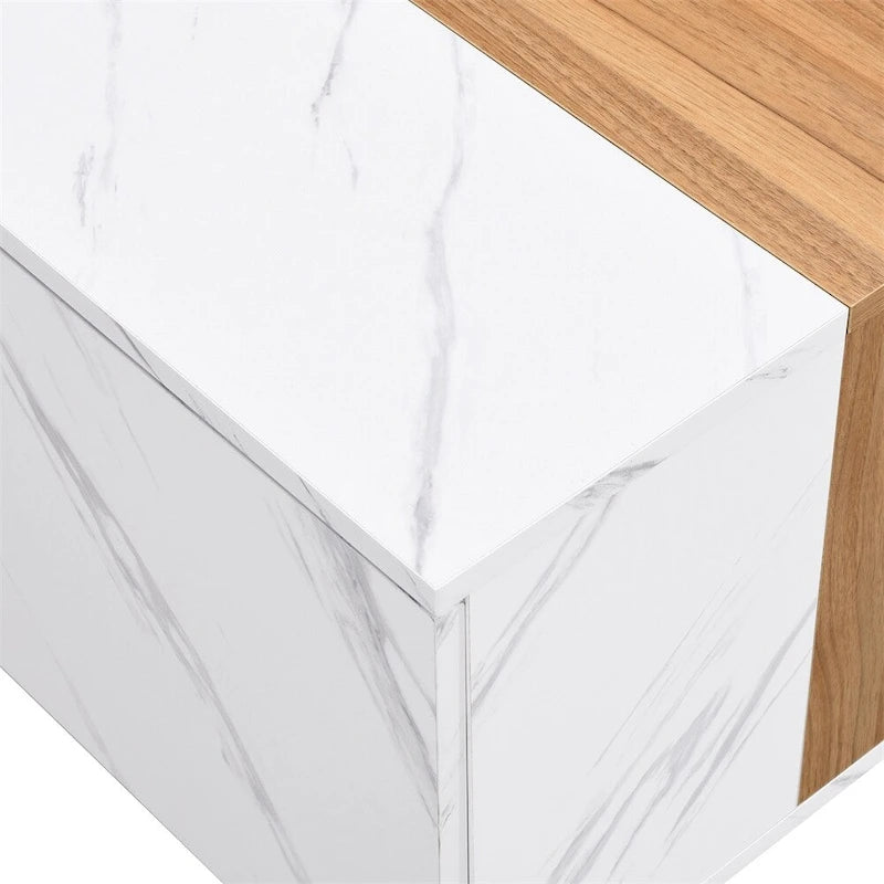 Tavolino da salotto con 2 cassetti contenitore e finitura effetto legno