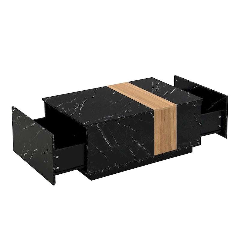 Tavolino da salotto con 2 cassetti contenitore e finitura effetto legno