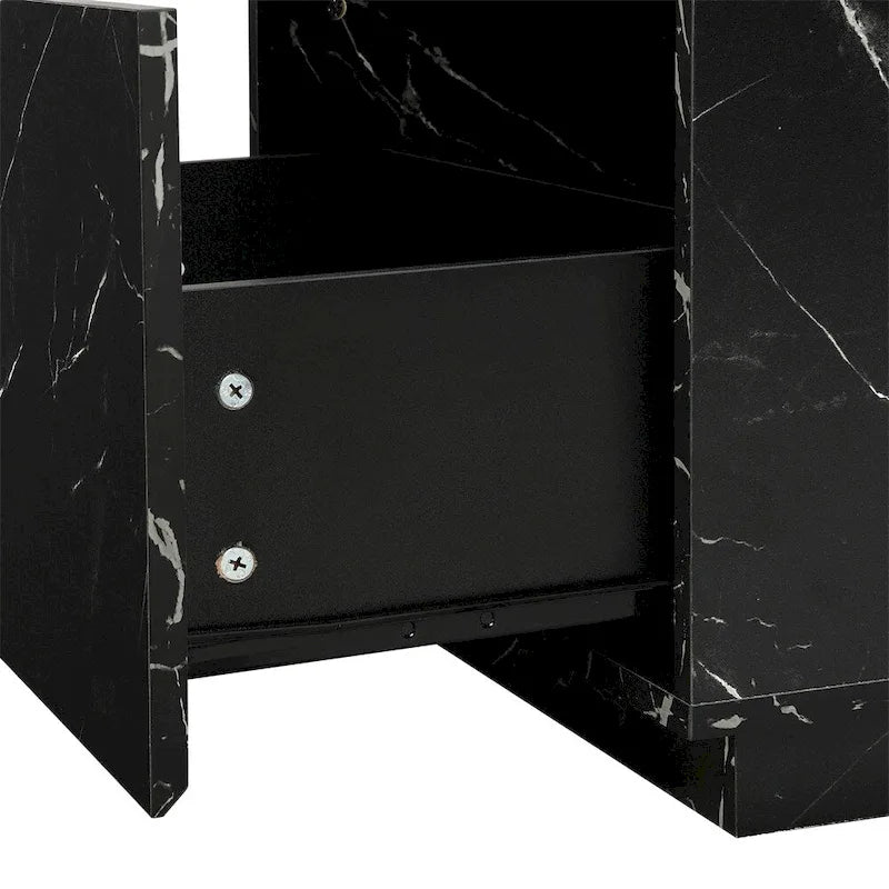 Tavolino da salotto con 2 cassetti contenitore e finitura effetto legno