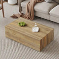 Table basse moderne en MDF, motifs texture bois clair, design élégant, 100*60*30 cm