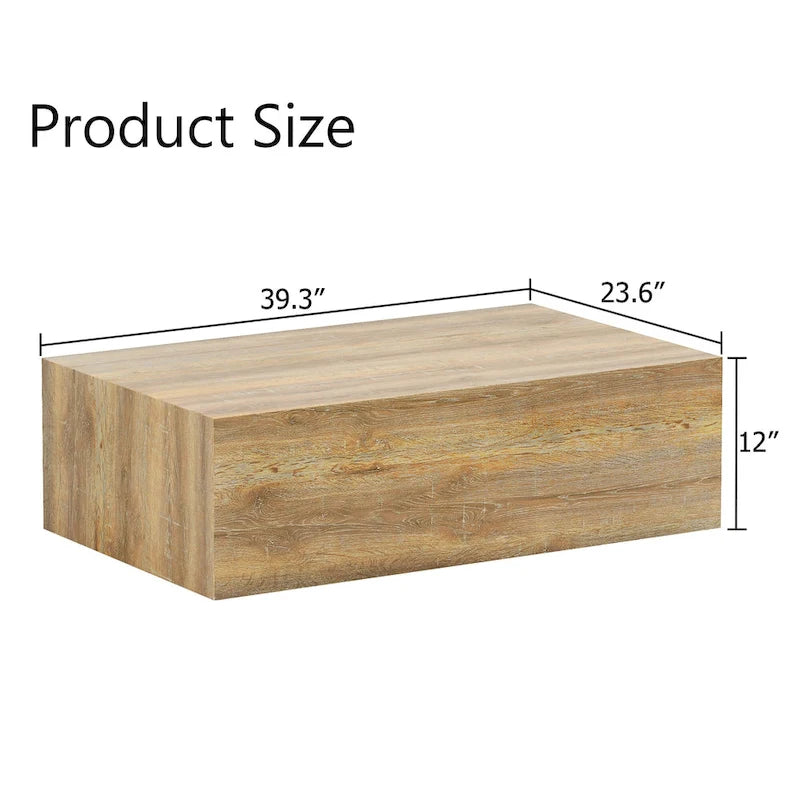 Table basse moderne en MDF, motifs texture bois clair, design élégant, 100*60*30 cm
