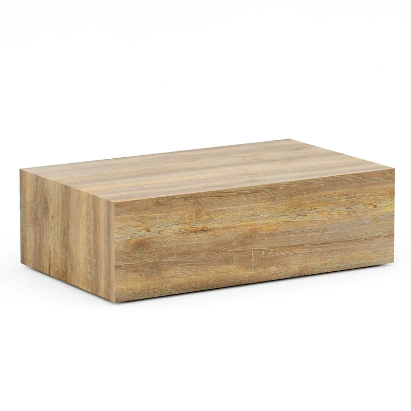 Table basse moderne en MDF, motifs texture bois clair, design élégant, 100*60*30 cm