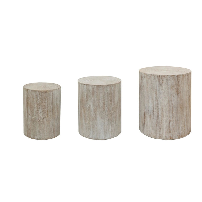 Set di 3 tavolini da caffè rustici in legno con motivi a venature distintivi - Perfetti per il soggiorno