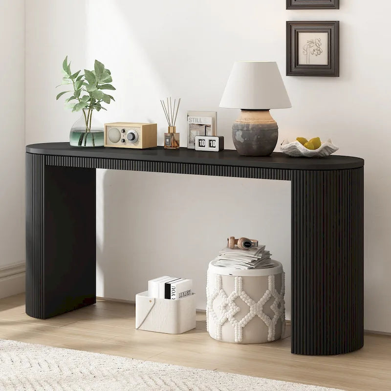 Consolle dal design curvo con motivo a strisce verticali unico, adatta per soggiorno, studio e ingresso
