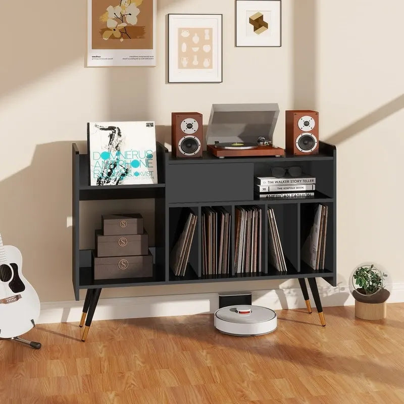 Mobile giradischi con contenitore per vinili - 13.78P x 47.24L x 33.66A