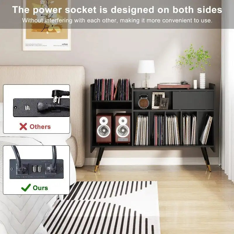 Mobile giradischi con contenitore per vinili - 13.78P x 47.24L x 33.66A