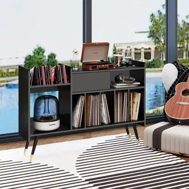 Mobile giradischi con contenitore per vinili - 13.78P x 47.24L x 33.66A